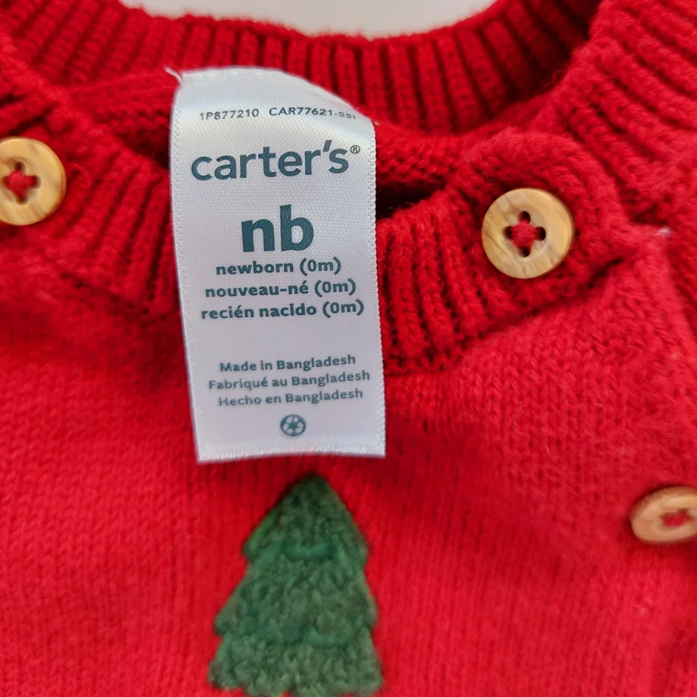 Red Christmas Sweater with Tree Newborn Carters 100% cotton‎